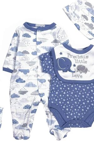 The Reborn Dolls Baby Boy Clothes 5 Pcs Set Elephant Clothing for 20-22 Inch Reborn Newborn Baby Doll Clothes