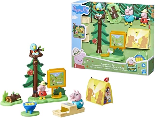 The Peppa Pig Woodland Club Nature Day Camping Set, Includes Figures and Accessories