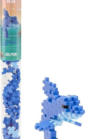 The PLUS PLUS 3D Puzzle Building Block Set, 70 Mini Interlocking Pieces, Fun STEM Toys for Kids - Dolphin Mini Maker Tube