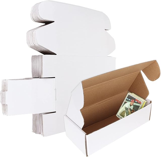 The 20PCS 500 Count Trading Card Storage Box Corrugated Cardboard Baseball Card Box For Shipping, Hockey Cards Hobby Boxes Cardboard Sleeves, Sport Cards Storage Boxes White 10x4x2.7Inch