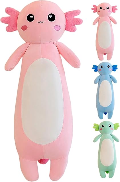 The Long Axolotl Plush Pillow, Pink Axolotl Stuffed Animal for Girls and Boys Salamander Plush Toy Gift for Christmas (Pink, 65cm/25.59inch)
