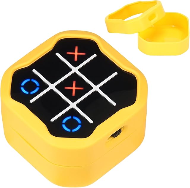 The MGZNMTY Silicone Case Compatible with Giiker Tic Tac Toe Bolt Electronic Game, 3-in-1 Handheld Puzzle Game Console Toys Skin for Kids (Only Case) (Bright Yellow)