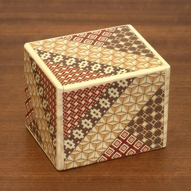 The Bits and Pieces - Detailed Mosaic Secret Puzzle Box - 11 Step Solution - Wooden Money Box Brainteaser - Secret Compartment Brain Game