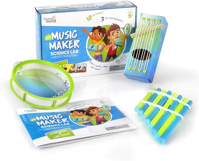 The hand2mind DIY Music Maker Science Lab, Build Your Own Instrument Ocean Drum, Pan Flute, STEM Music Toy, Science of Sound Kit, Kids Creative Activities Kits, at Home Science Experiments