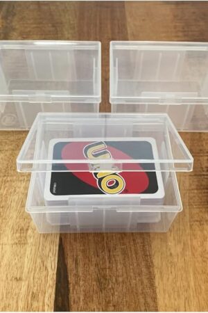 The PRODUCT80 3 PACK BitsBins Card Case for UNO, Holds Full Deck of Game Cards or Up To 142 Playing Cards in Deck Box, Snap Top Lid (3 Pack)
