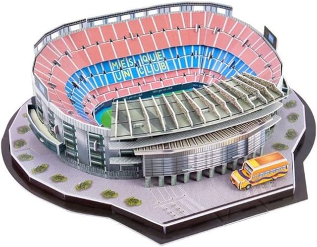 The Classic Football Stadium Puzzle,3D Puzzle Soccer Club Venues,3D Paper Model Building Puzzle Kit, Soccer Stadium Souvenir Gift,Handmade Puzzle Ornaments,Cardboard Model (Camp NOU Stadium)