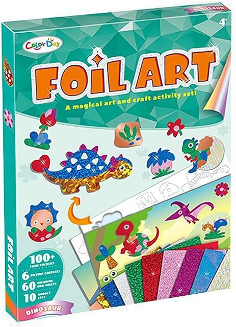 The Foil Art Kit for Kids,Arts Crafts Fun Mess Free Activity, Craft Kits & Supplies, DIY Creative Activity, Travel Toys, Creative Birthday Easter Basket Stuffers Gifts Toys for Ages 4, 5, 6, 7, 8, 9