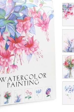 The RGBMIX 14 Sheets Flower Watercolor Paper Book 9x12'' Watercoloring Paper Painting Pad Arts Water Coloring Pad Paint Stress-Relief Painting Pad Art Painting Supplies Ideal for Beginners