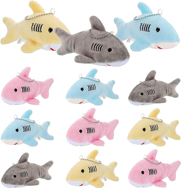 The Chalyna Mini Stuffed Animal Soft Shark Plush Toys Shark Bulk Party Favors Tiny Ocean Animal Toys for Baby Kids Stuffs, 4.7 Inch(No Light,Multicolor)