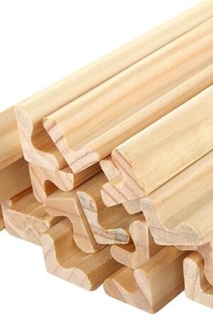 The RHBLME 20 Pack Wooden Scrabble Tile Holders, Letter Replacement Racks Word Tray for Crafts, Game Stands, Mexican Train, Mahjong, and More