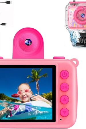 The PROGRACE Kids Digital Waterproof Camera - 2025 Upgrade Underwater Camera Birthday Gifts for Girls Children Action Cameras with 32GB SD Card, Pool Toys for Kids Age 4 5 6 7 8 9 10 12