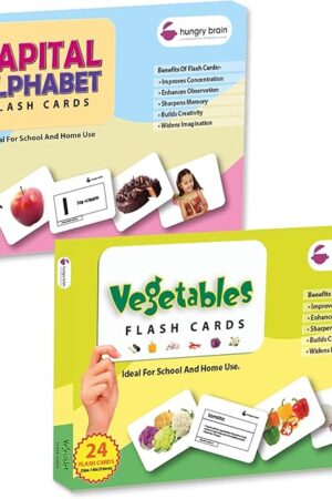 The Premium Non-Toxic Double-Sided Flashcards - Enhances Right & Left Brain Development, Supports Vocabulary, Memory, Association, & Problem Solving Skills with Real Images of Capital Alphabet & Vegetable