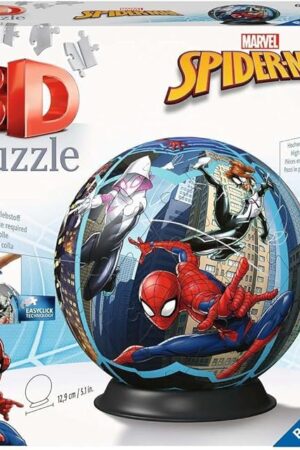 The Ravensburger - 3D Ball Puzzle - Spider-Man - Ages 6+ - 72 Numbered Pieces to Assemble Without Glue - Stand Included - Diameter: 13 cm - 11563