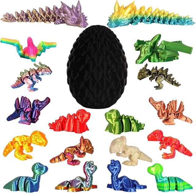 The 3D Printed Dinosaur Toys Comes with Dinosaur Egg Storage Box,Mini Joint Movable Dinosaur Toys for Kids 5-7,8-12