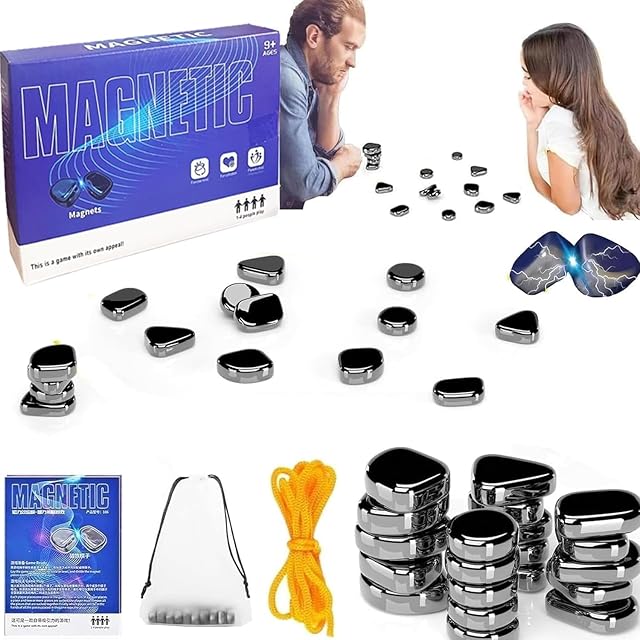 The Magnetic Chess Game, Multiplayer Strategy Game with Stones, Party Travel Desktop Magnetic Game for Children and Adults, Puzzle Strategy Games