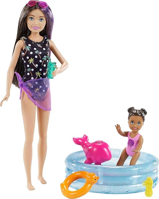 The Barbie Skipper Babysitters Inc Playset with Skipper Doll, Color-Change Small Doll, Pool, Squirt Whale Toy & Accessories - Sextoyzone