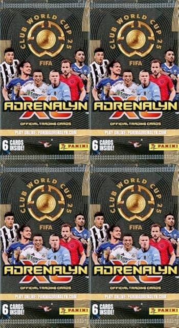 The 2025 Panini Adrenalyn XL CLUB WORLD CUP Collection with (4) Factory Sealed Packs with 24 Cards! Look for Cards of Kylian Mbappe, Lionel Messi, Erling Haaland, Harry Kane, Bellingham & More! IMPORTED