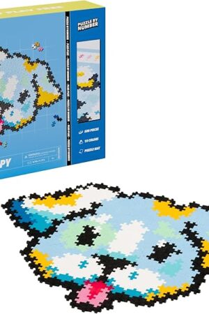 The Plus Plus Puzzle By Number, 500 Piece Mini Interlocking Hashtag Color Blocks, 3D Pixel Art Kit for Kids - Puppy