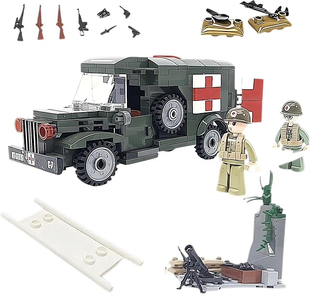The General Jim’s Military Building Blocks US Army Ambulance WW2 (World War 2) Brick Building Vehicle – Military Ambulance Building Blocks Set for WWII or Brick Building Enthusiasts - Sextoyzone