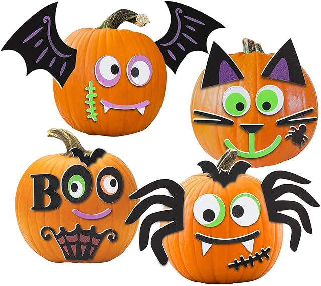 The 16 Packs Foam Halloween Pumpkins Decorations Stickers, Make Funny Pumpkins Craft Kits for Holiday Decor Kit Party Best Gift for Kids Adult Girls Boys DIY Jack-O-Lantern Pumpkin