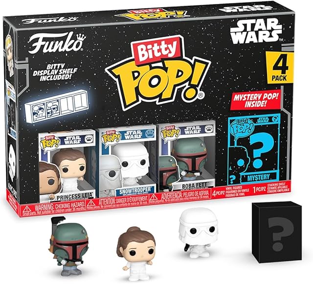 The Funko Pop Bitty: Star Wars - Princess Leia, Snowtrooper, Boba Fett & Mystery Chase Figure - (Styles May Vary) and A Surprise Mystery Mini Figure - 0.9 Inch (2.2 Cm) Collectable - Gift Idea