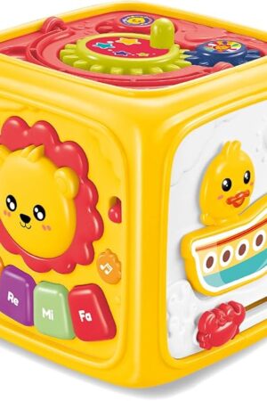 The PlenPLAY 6-in-1 Activity Cube for Babies and Toddlers – Baby Toys 12-18 Months – Activity Cube for 1 Year Old – Perfect Car Seat Travel Toys for Toddlers Ages 1-3 (Color May Vary)