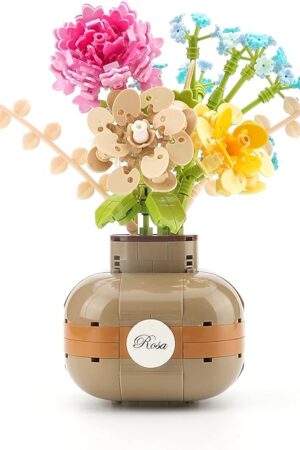 The Rose Vase Flower Bouquet Mini Building Blocks Creative DIY Set, Suitable for Adults or Children Over 8 Years Old, Ideal Gift for Girls or Women Plant Collection Set (542 pcs)