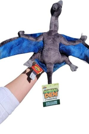 The Pteranodon Soft Plush Toy (13" x 24") Blue with Grey. Soft Stuffed Animal Dinosaur Dino Extinct Pre-Historic Creature Bird