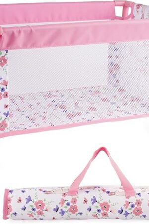 The Reborn Baby Dolls Crib, Foldable Babys Doll Bed for 17-21 Inch Baby Dolls, Removable Babys Doll Playpen Toy Crib, Reborn Baby Doll Accessories with Storage Bag, Doll Pack & Kids Girl Boy Gift