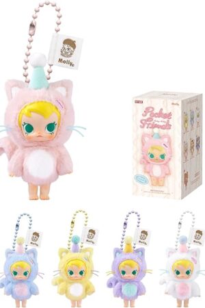 The POP MART Baby Molly Pocket Friends Series-Vinyl Plush Pendant Blind Box Figures, Random Design Action Figures Collectible Toys Home Decorations, Single Box