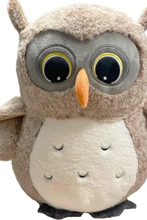 The Ryttir 15.7 Inch Chubby Gray Owl Stuffed Animal, Adventure Stuffed Owl Plush Toy, Brave Boy's and Girl's Room Decor, Funny Owls Gift for Kids and Women