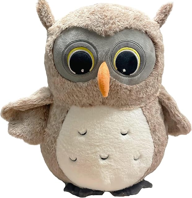 The Ryttir 15.7 Inch Chubby Gray Owl Stuffed Animal, Adventure Stuffed Owl Plush Toy, Brave Boy's and Girl's Room Decor, Funny Owls Gift for Kids and Women