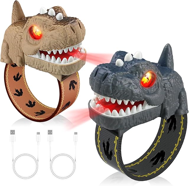 The Dinosaur Walkie Talkies for Kids Rechargeable, Wrist Walkie Talkie with Flashlight, Outdoor Adventure Camping Toys, T-Rex Dino Toy Birthday Gifts for Boys Girls Age 6 7 8 9 10 Years Old