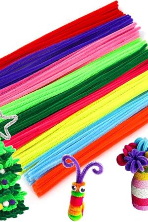 The Queenbox 100pcs Assorted Colors Chenille Stems, 11.8in Bendable Twistable Craft Pipe Cleaners for Kids School DIY Art Crafts Home Christmas Decorations