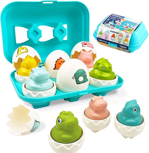 The Matching Egg Toy Set - 6 Play Eggs Toddler Toys - Educational Color and Dinosaur Recognition Skills -Learning Egg Game Puzzle for Toddlers (Dinosaur)
