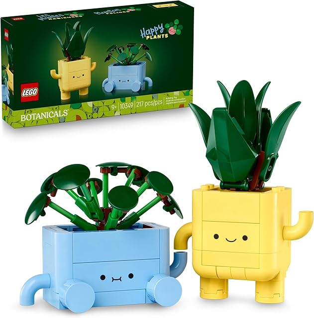 The LEGO Botanicals Happy Plants Building Toys - Bedroom or Dorm Room Decor for Girls, Boys, & Adults, Desk or Shelf Display - Birthday Gift Ideas for Kids, Ages 9+ - 10349