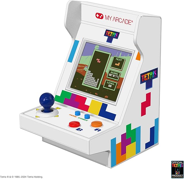 The MY ARCADE Tetris Pico Player: Toys for Kids, 3.7" Fully Playable Portable Tiny Arcade Machine with 101 Retro Games, 2" Screen Color Display, Small