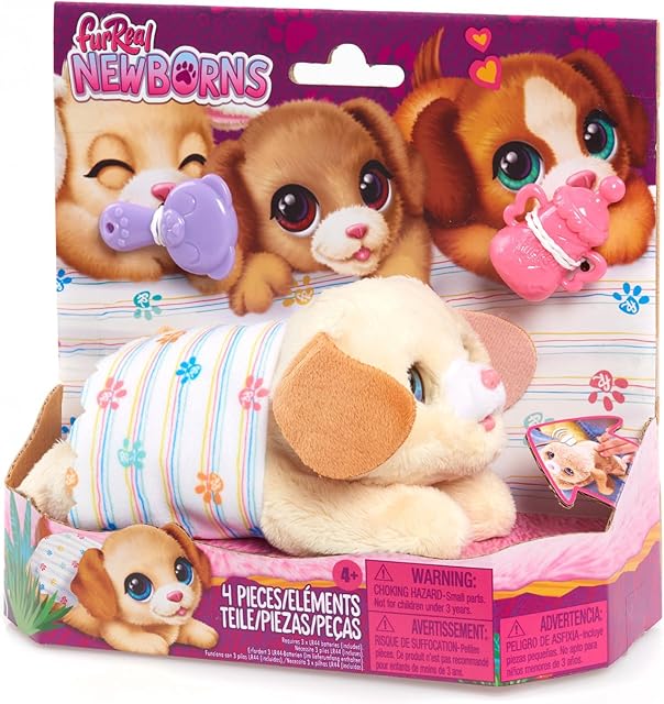 The furReal Newborns Puppy Interactive Pet, Small Plush Puppy with Sounds and Motion, Kids Toys for Ages 4 Up by Just Play