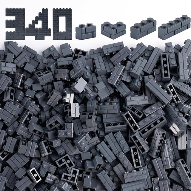 The Classic Masonry Profile Bricks Pieces: 340 PCS Wall Accessories Building Block Parts Sets(Dark Gray)
