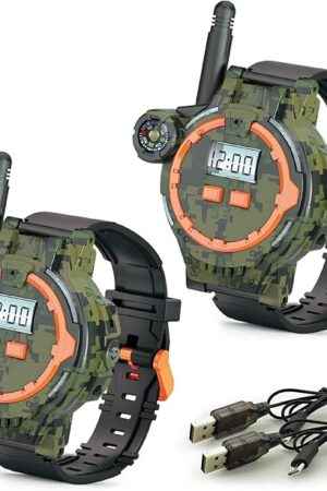 The Rechargeable Walkie Talkie for Kids Two-Way Radio Walky Talky with Flashlight Children Outdoor Game Interphone Toy Game and Gifts for Boy and Girl Age 4 to 12 (Camo)