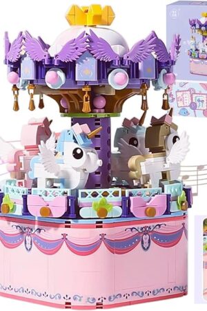 The Rotating Carousel Model Building Sets with Music Box, Girls Toys 6 7 8 9 10 11 12 13 14 Years Old and up, Toys for Girls Christmas and Birthday Gifts for Adults and Kids (874pcs)