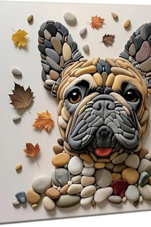 The Puppy Unique Puzzle for Adults 1000 Pieces, Dog Art Jigsaw Puzzle, Fall Autumn Rock Stone Puzzle