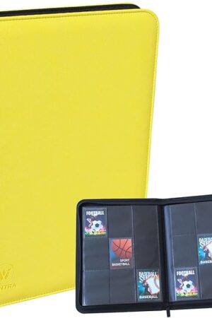 The Premium Zip Card Binder, 9 Pocket Trading Card Collectors Album, Side Loading 360 Pockets Binder for Trading Cards and Sports Cards (Yellow)