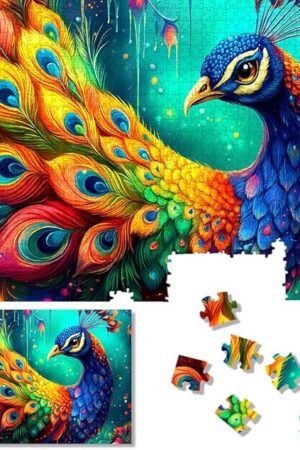 The Premium Jigsaw Puzzles for Adults 1000 Pieces Animal Fantasy Art Puzzles with Letters on Back Colorful Peacock Puzzle Educational Fun Unique Gift Hard Difficult Challenging Family Game