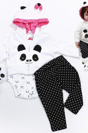 The Reborn Baby Girl Dolls Clothes 18 inch Panda Outfits Accesories for 17-19 inch Reborns Doll Newborn Baby Girl Matching Clothing