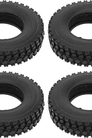The RC Car Tire, 4Pcs 20mm Width Crushed Stone Pattern Tyre Wheel Rim RC Cars Replacement Parts Tires Wheels Part for Tractor Truck 1/14 RC Car Black
