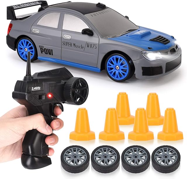 The Liberty Imports RC Drift Car 1/24 2.4GHz 4WD Remote Control Sport Racing On-Road Vehicle with LED Light, Batteries and Drift Tires (Style 1)