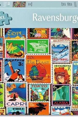 The Ravensburger Feel Well - Travel Stamps - 200 Piece Jigsaw Puzzle | Thicker Pieces, Large Image Format, and Included Stand | Premium Quality Puzzle Made in Europe