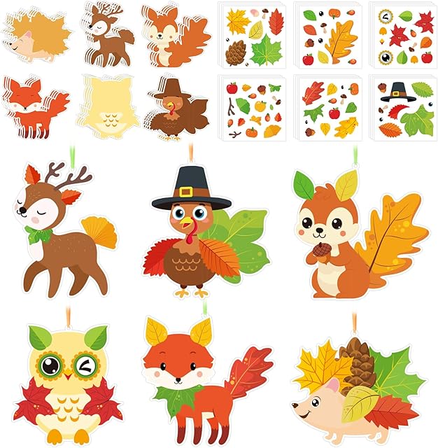The Fall Crafts Kits for Kids Cute Autumn Animals Craft DIY Thanksgiving Crafts for Fall Theme Party Classroom Home Game Activities Party Favors