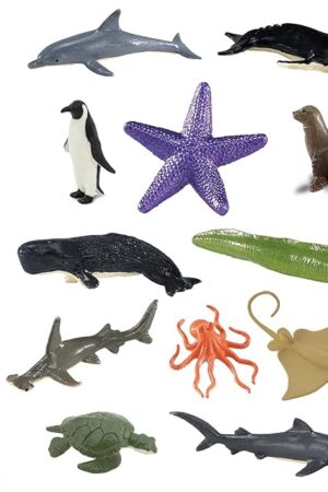 The Safari Ltd. Ocean TOOB - 12 Mini Figurines: Sea Lion, Eagle Ray, Starfish, Turtle, Penguin, Octopus, Whales, Moray Eel, Sharks, and Dolphin - Educational Toy Figures For Boys, Girls & Kids Ages 3+